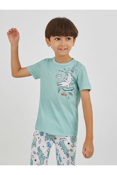 Styli Graphic Print Round Neck T-Shirt and Pyjama Set