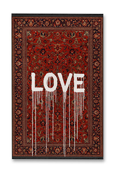 Rugs Modern Halı Mosso Red Tones Classic Detailed Love Written Woven Base Mod...