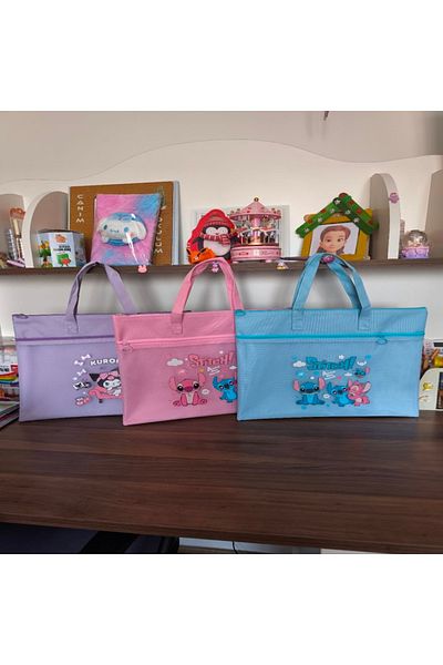 senacacollection Kuromi Stitch Hand Bag File Bag 35X28.5 cm 1Pcs