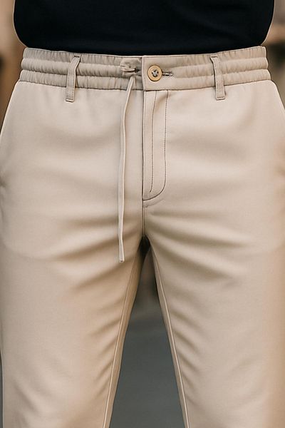 DAMGA JEANS Ανδρικό ελαστικό παντελόνι με φαρδύ κρεμέλαινο