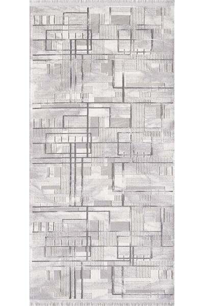 Artemis Halı Samoa 02378c Gri Çizgili Halı Yumuşak Dokulu Salon Koridor Mutfa...