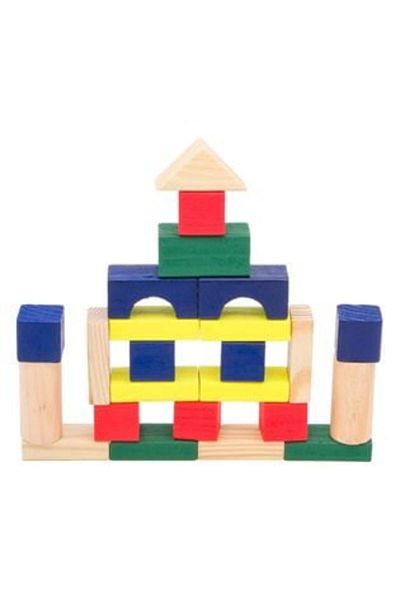 victiny Wooden Construction Bricks in Bucket - 50 pcs