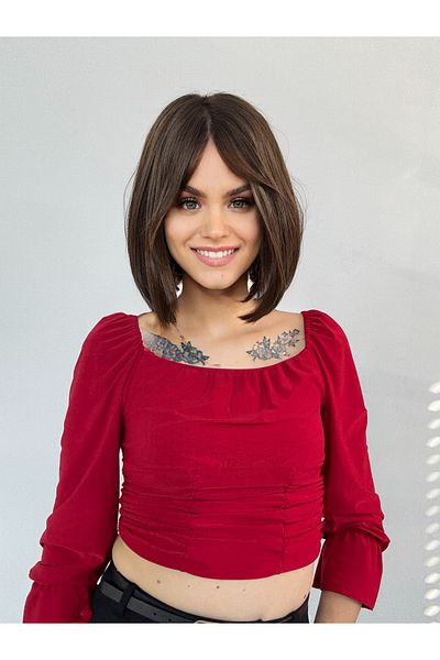 Fenomen Peruk Auburn Short Bob Wig Vip in Real Hair Texture
