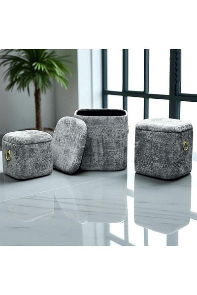 Ch 3-piece gray carpet box set