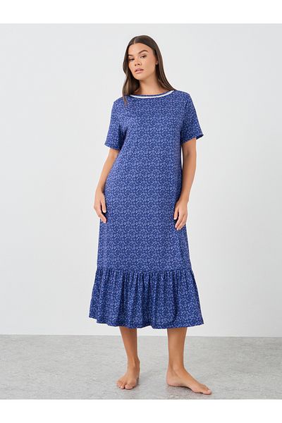 Styli Printed Short Sleeve Ruffled Hem Sleep T-Shirt