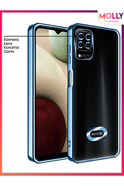 Molly Huawei P40 LİTE Için Kenarları Sierra Blue Lens Koruyuculu Lou Lazer Şeffaf Silikon Kılıf