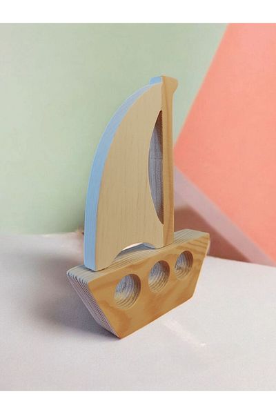websunday Wooden Toy Sailing Ship Natural Handmade Toy