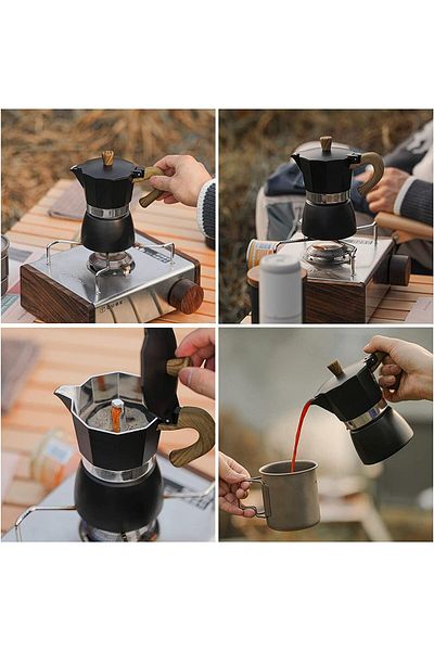 Omran Cart ماكينة تحضير قهوة موكا بوت، سعة 300 مل، 4-6 أكواب، مقبض أنيق، على الطراز الإيطالي