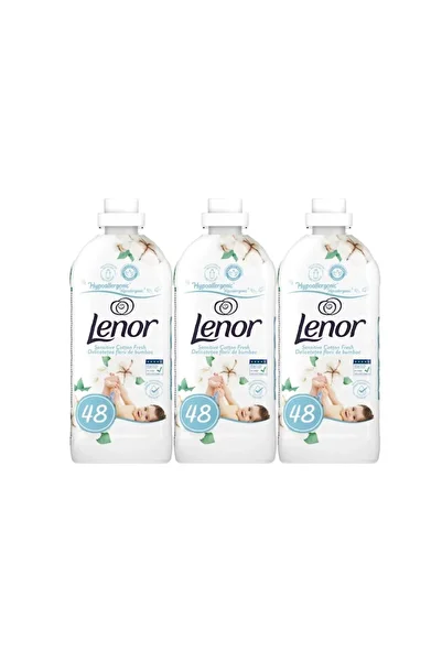 lenor Set of 3 x Fabric Conditioner 1.2L Sensitive The Delicacy of Cotton Flowers, delicate fabric care