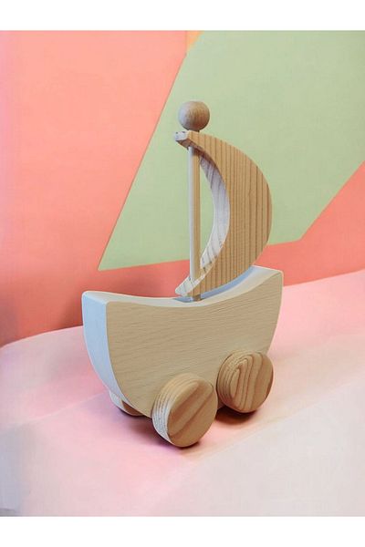 websunday Wooden Toy Ship Natural Handmade Toy