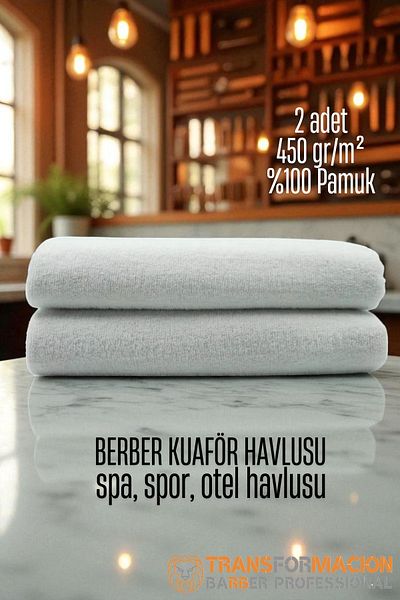 Transformacion Hairdresser Barber Towel 2 Pcs Cotton Barber Towel 50X90 White 721906