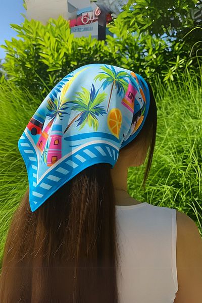 Ecrou Tropical Scarf Shawl Turquoise