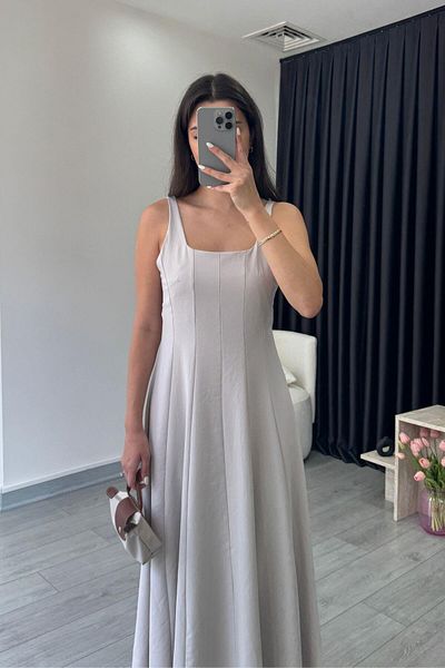 ECEMİ Ema Stone Strap Flared Dress
