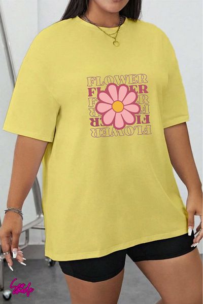 SevMode 1 T-Shirt Is a Gift for Purchases of 6 or More in the Cart - Flower Printed Large Size T-Shirt