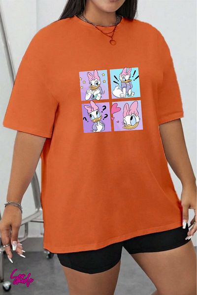SevMode In the Cart, 1 T-Shirt Is a Gift for Purchases of 5 or More - Cartoon Character Printed Large Size T-Shirt