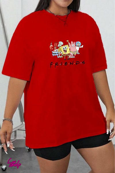 SevMode In the Cart, 1 T-Shirt Is a Gift for Purchases of 5 or More - Cartoon Character Printed Large Size T-Shirt