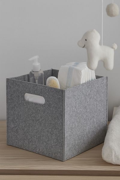 YUNUSOĞLU HOME Felt Organizer Basket Children's Room Closet Organizer Multi-Purpose Use