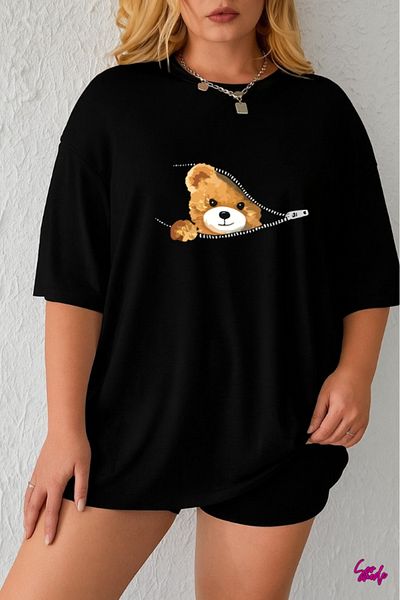 SevMode Teddy Bear Printed Large Size T-Shirt