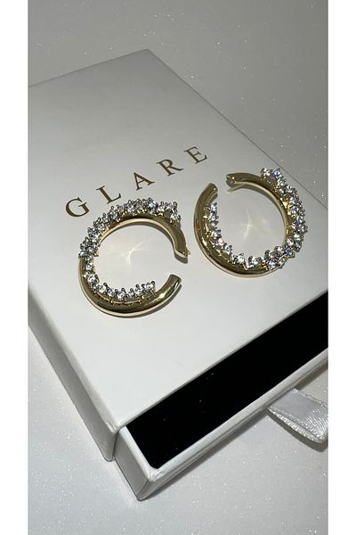 GLARE JEWELRY Melis Göral Model Design Zircon Stone Ring Luxury Stainless Steel Earrings