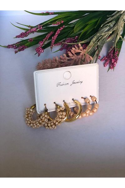 DOĞALYA Women's 3-Piece Sand Bead Earring Set