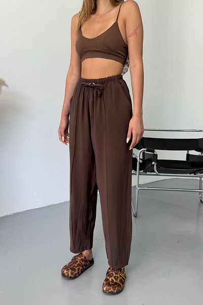 adba style 4027 Modal Cupra Women's Pants with Elastic Waistband