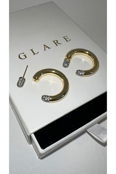GLARE JEWELRY Melis Göral Model Design Zircon Stone Ring Luxury Stainless Steel Earrings