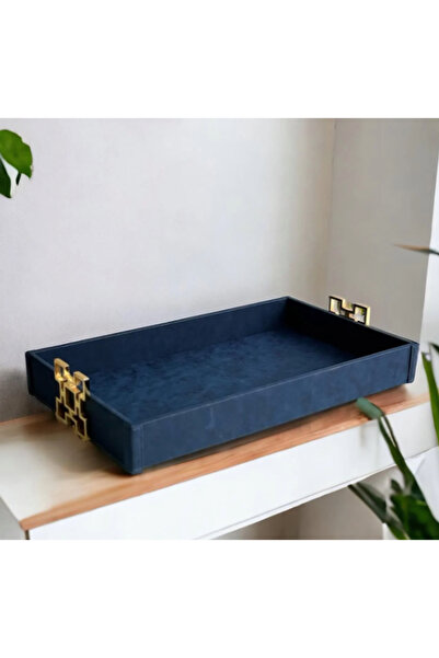 MIARIK DESIGN & DEKORASYON Dekoratif Kare Aksesuarli Deri Tepsi