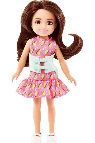 Barbie Chelsea Doll, Small Doll with Brace for Scoliosis Spine Curvature, Brunette Wearing Pink Ligh