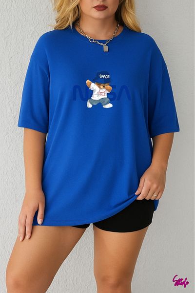 SevMode In the Cart, 1 T-Shirt Is a Gift for Purchases of 5 or More - Nasa Printed Large Size T-Shirt