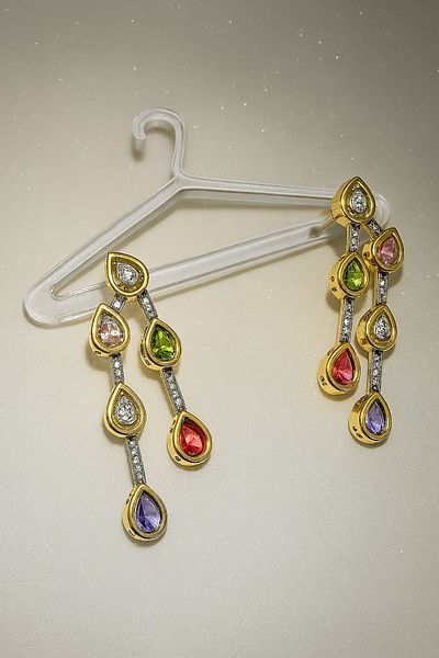 GLARE JEWELRY Melis Göral Model Colorful Zircon Stone Luxury Steel Earrings