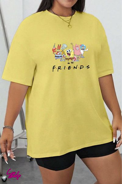 SevMode In the Cart, 1 T-Shirt Is a Gift for Purchases of 6 or More - Cartoon Character Printed Large Size T-Shirt