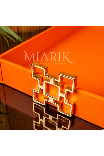 MIARIK DESIGN & DEKORASYON Dekoratif Kare Aksesuarli Deri Tepsi