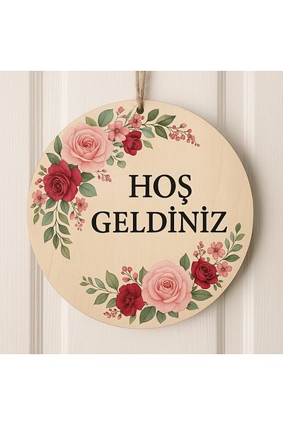 estölye Welcome Door Ornament, Decorative Print Door Ornament with Flowers