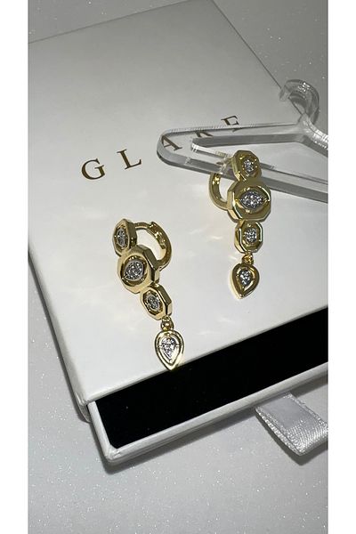 GLARE JEWELRY Melis Göral Model Zircon Stone Luxury Stainless Steel Earrings