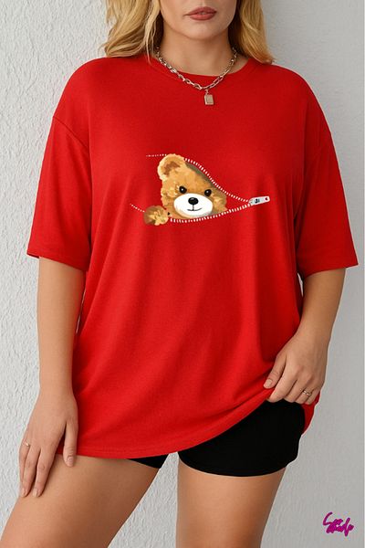 SevMode 1 T-Shirt Is a Gift for Purchases of 6 or More in the Cart - Teddy Bear Printed Large Size T-Shirt