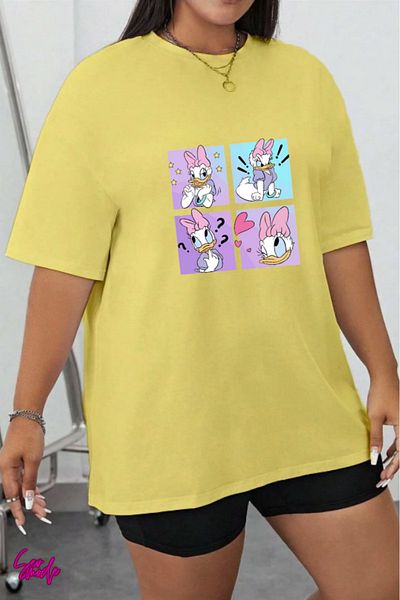 SevMode In the Cart, 1 T-Shirt Is a Gift for Purchases of 5 or More - Cartoon Character Printed Large Size T-Shirt