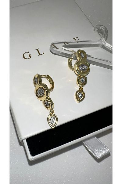 GLARE JEWELRY Melis Göral Model Zircon Stone Luxury Stainless Steel Earrings