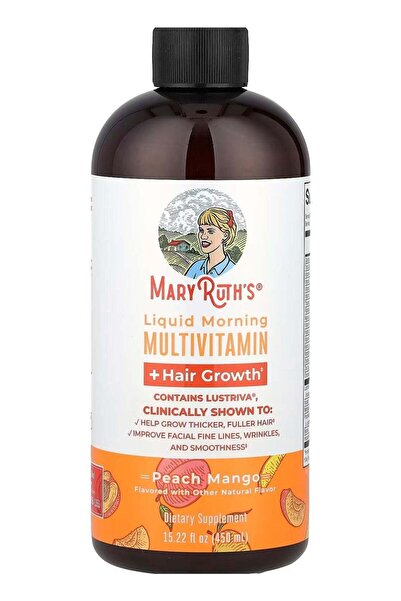 Maryruth's ماري روث أورجانيكس، فيتامينات متعددة صباحية سائلة + نمو الشعر، خوخ ومانجو، 15.22 أونصة سائلة