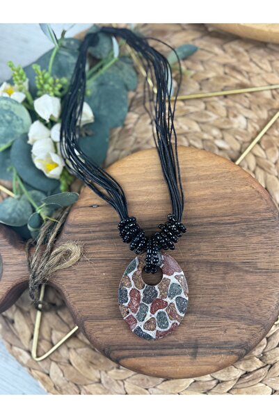 SEDEF TAKI Leopar taşlı el yapımı tasarım kolye