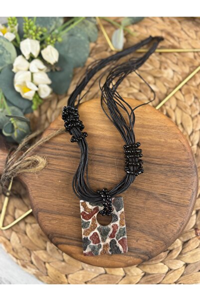 SEDEF TAKI Leopar taşlı el yapımı tasarım kolye