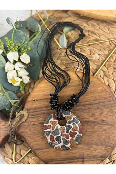 SEDEF TAKI Leopar taşlı el yapımı tasarım kolye