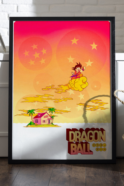 Duvarda Poster Dragon Ball cu ramă din lemn negru, pictură murală anime