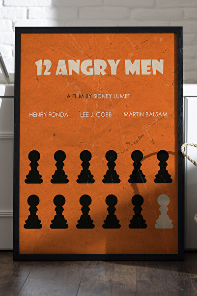 Duvarda 12 Angry Men Αφίσα με Μαύρο Ξύλινο Πλαίσιο, Πίνακας Τοίχου Ταινίας