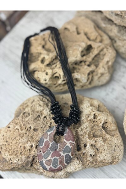 SEDEF TAKI Leopar taşlı el yapımı tasarım kolye