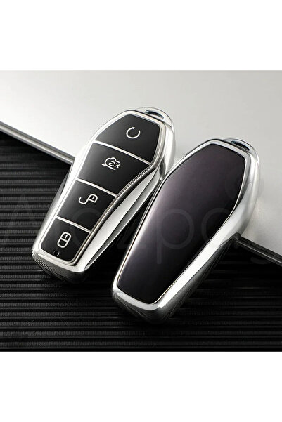 Alazpay Husă pentru chei BYD Atto 3 Seal U, lucioasă, din TPU (argintiu - 1 bucată)