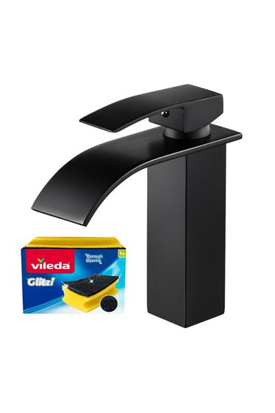 TrioStore Baterie Lavoar Cascada, Monocomanda, Design Ergonomic, Racorduri Incluse, Burete Vase Vileda Glitzi