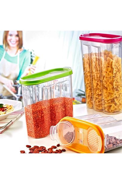 Beruflic 2 Lids Scale Food Dry Food Storage Box Container 2.4 Liters-sa940