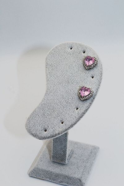 MOSSMOUR Pink Heart Stone Zircon Earrings