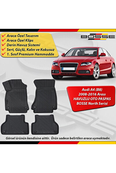 BOSSE North Audi A4 Paspas Araca Özel (B8) 2008-2016 Derin Havuzlu 3D Paspas ...
