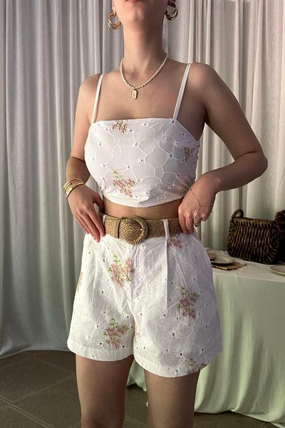 lizge giyim Brode Flower Pattern Shorts